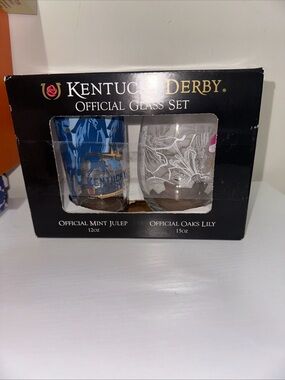 Kentucky Derby Official Glass Set - Blue & Clear Collectible